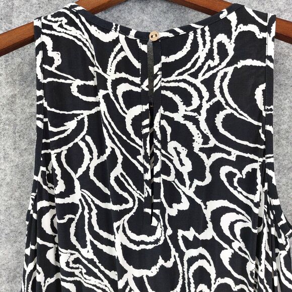 LOFT Jumpsuit Womens Small Black White Sleeveless Wide Leg Pocket Belt Viscose - Picture 13 of 14